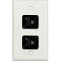 Photo of My Custom Shop WPLW-1153 1-Gang White Lexan Wall Plate w/ Two CAT-5E RJ45 F-F Feedthrough