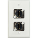 Photo of My Custom Shop 1-Gang White Lexan Wall Plate with (2) HDMI 2.0 Feedthru