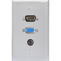 Photo of My Custom Shop 1-Gang White Lexan Wall Plate w/ HDMI with 15-Pin VGA & Stereo Mini Jack