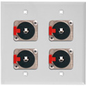 Photo of My Custom Shop 2-Gang White Lexan Wall Plate w/ 4 NEUTRIK NJ3FP6C Stereo 1/4 Latching Jacks