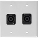 Photo of My Custom Shop 2-Gang White Lexan Wall Plate w/ 2 NEUTRIK NL4MP -D-Series 4 Pole speakON