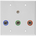 Photo of My Custom Shop 2-Gang White Lexan Wall Plate with 3 12G-SDI BNC Barrels & 1 Solder Type Stereo Mini Jack