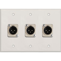 Photo of My Custom Shop 3-Gang White Lexan Wall Plate w/ 3 Neutrik Latching 3-Pin XLR Males