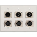 Photo of My Custom Shop 3-Gang White Lexan Wall Plate w/ Neutrik Triple 3-Pin XLR-M & Triple XLR-F