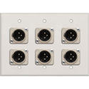 Photo of My Custom Shop 3-Gang White Lexan Wall Plate w/ 6 Latching Neutrik 3-Pin XLR Males