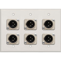 Photo of My Custom Shop WPLW-3103 3-Gang White Lexan Wall Plate w/ 6 Latching Neutrik 3-Pin XLR Males