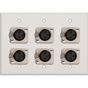 Photo of My Custom Shop 3-Gang White Lexan Wall Plate w/ 6 Latching NEUTRIK 3-Pin XLR Females