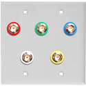 Photo of My Custom Shop 2-Gang White Lexan Wall Plate with 5 Color Coded Canare BNC Barrels