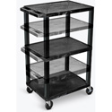 Luxor WT1642E Multi-Height AV Cart - 3 Shelves - Electric - Black