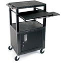 Luxor WTPS42C2E 42 Inch High AV Cart - 3 Shelves / Cabinet / Pullout - Black