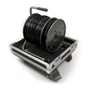 Whirlwind CC-CR-01-WD2D Cyclone Cable Reel Road Case and Installed WD2-D Cable Reel with Divider - Black Case/Grey Reel