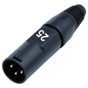 Photo of Whirlwind WI3M-BK-25 Male Inline XLR Connector Numbered 25