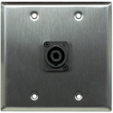 Photo of Whirlwind WP2/1NL4 2-gang Stainless Steel Wall Plate - 1 Neutrik NL4 Speakon