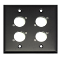 Photo of Whirlwind WP2B/4NDH 2-Gang Wallplate - Punched for 4 NEUTRIK XLRs - Black