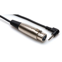 Right Angle TS 3.5mm Mini to XLR Female Cable - 5ft