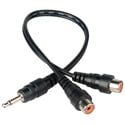 Y-M-2PF 3.5mm Mono Male to 2 RCA Female Y-Cable 10 Inches