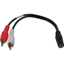 Y-MFS-2P Stereo 3.5mm Mini Female to 2 RCA Male Y-Cable 6 Inch