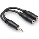 Y-MPS-2MFS Stereo 3.5mm Mini Male to Dual Stereo 3.5mm Mini Female Y-Cable 6 In