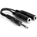 Hosa YPP-111 / Y-SP-2SPF 1/4 Inch Mono Plug to Dual 1/4 Inch Mono Jacks Y-Cable 6 Inch
