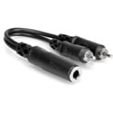 Hosa YPR-131 1/4 Inch TS Mono Female to Dual RCA Male Plugs Y-Cable 6 Inch