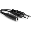 Hosa YPP-308 / Y-SPFS-2SPS 1/4 Inch Stereo Female Jack to 2 1/4 Inch Stereo Male Y-Cable 6 Inch