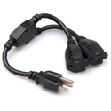 Photo of Hosa YAC-407 18 AWG Dual NEMA 5-15R to NEMA 5-15P Power Extension Y Cable 1.5 Foot