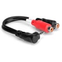 Y-Cable Right Angle 3.5mm Stereo Mini to 2 RCA Female 6 Inch