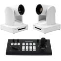 ikan OTTICA30W-2PTZ-1C OTTICA PTZ Camera Bundle with 2 NDI|HX 30x PTZ Cameras & 1 IP Controller - White