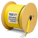 nanoFIBER 12-Strand Stainless Steel Armored Tight Buffer 900u Indoor/Outdoor Plenum SM Fiber Cable - Yellow - 1000 Foot