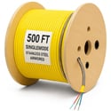 nanoFIBER 12-Strand Stainless Steel Armored Tight Buffer 900u Indoor/Outdoor Plenum SM Fiber Cable - Yellow - 500 Foot