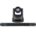PTZOptics Move 4K 20x PTZ Camera and Elgato Stream Deck Studio Rack Mount 32-Key Control Surface Bundle - Gray
